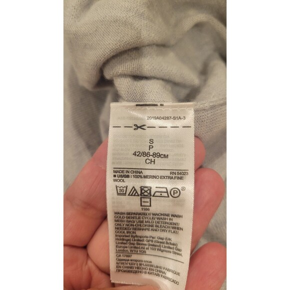 Banana Republic Extra Fine Merino Wool Sweater 3/4 Sleeves Heather Grey Small - Picture 7 of 7